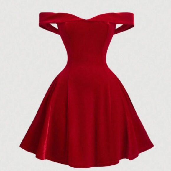 NWOT Shien Off-The-Shoulder Retro Dress - Picture 1 of 7